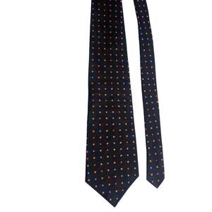 Men's Dress Tie Black with Multi-Color 100% Silk